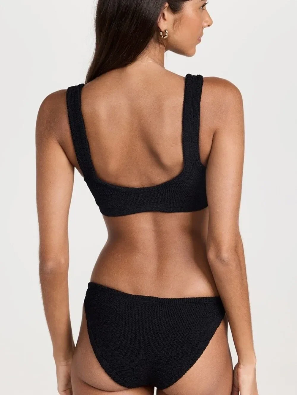 Hunza G Xandra Bikini in Black Square-Neck Black Set - Women Swimwear One Size